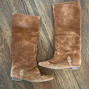 Delman Darcy suede boot, luggage color, size 7